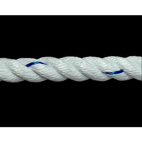 ポリエステルスパンロープ　白（青線入り） カット品　長さが選べる｜太さ：18mm　長さ：80M