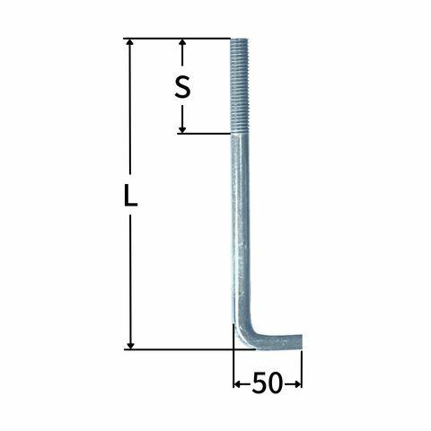 L型アンカーボルト M16 ユニクロメッキ (600/80 付属無し)