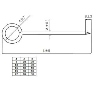 メガネ釘 メガネ杭 ユニクロメッキ φ8〜φ2...の詳細画像1
