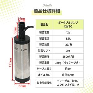 水中ポンプ 12V 小型 ワニクリップ ビルジ...の詳細画像4