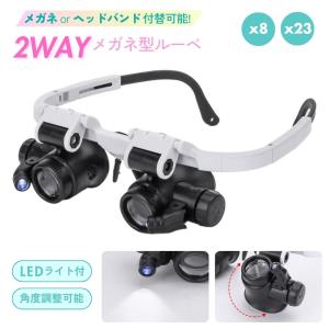 メガネルーペ ヘッドルーペ LED ライト付 拡大鏡 メガネ型 眼鏡式 宝石