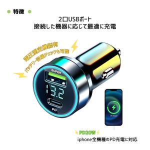 小型急速充電 カーチャージャー USB PD ...の詳細画像1