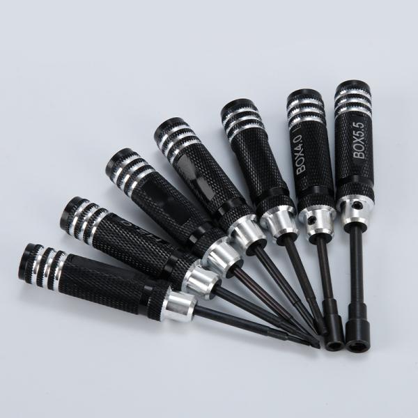 六角レンチ 六角ナットドライバー 六角boxソケット 六角ドライバーレンチ 7本セット ブラック 工...