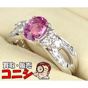 【神戸の質屋】【TASAKI/タサキ】プラチナ リング ピンクサファイア ダイヤモンド 10号 Pt900 7.55g  美品 ケース付き【送料無料】j1268y｜konisi782020