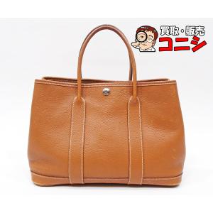 【質コニシ】【HERMES/エルメス】ガーデンパーティTPM ハンドバッグ キャメル系ブラウン シルバー金具 2009年 中古【送料込み】k3069y