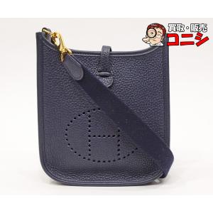 【質コニシ】【HERMES/エルメス】エヴリンTPM ショルダーバッグ ネイビー 紺 ゴールド金具 レザー ストラップ付き【送料込み】m0051b