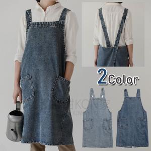 エプロン デニム レディース 被るだけ 作業用 ...の商品画像