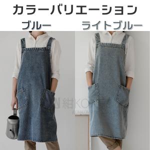 エプロン デニム レディース 被るだけ 作業用...の詳細画像1