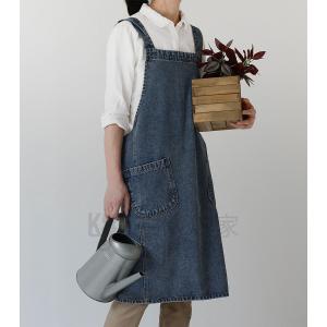 エプロン デニム レディース 被るだけ 作業用...の詳細画像2