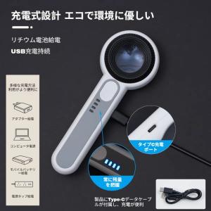 ハンドル拡大鏡 USB 充電式 60 倍ハンド...の詳細画像1