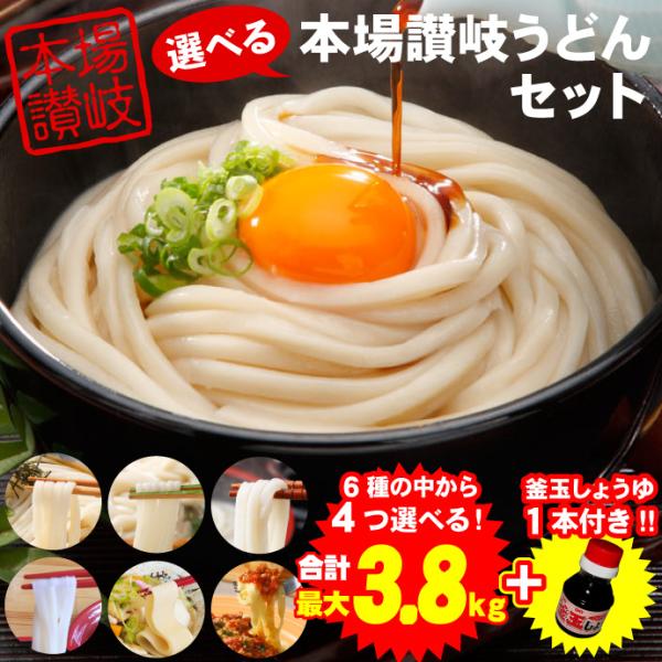 選べる本場讃岐うどんセット 最大3.8kg+釜玉しょうゆ100ml付き 讃岐うどん セット 福袋 う...