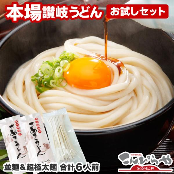 送料無料 本場さぬきうどん お試しセット4人前＆本場讃岐うどん超・極太麺2人前の合計6人前（つゆ無し...