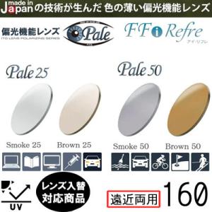 ペイル1.60偏光レンズ スモーク50%/ブラウン50%（薄型）2枚1組