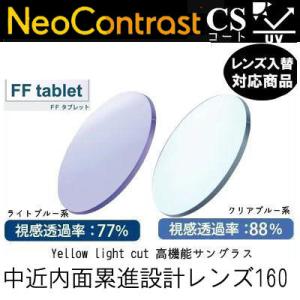 ネオコントラスト 160 中近 内面累進設計 tablet 度付き ハイコントラストレンズ メガネ レンズ交換 UVカット付（２枚）