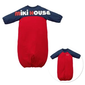 お取り寄せ商品 MIKI HOUSE 正規取扱店 / ミキハウス バックロゴツーウェイオール カバーオール ロンパース 50 60 70cm 赤 レッド ベビー 日本製｜こにゃんこ BRAND KID’S