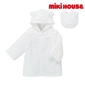 MIKI HOUSE 正規取扱店 / ミキハウス バスローブセット【BOX付き】 白 お祝い ギフト プレゼント 耳付き クマ 男女兼用 日本製 ベビー｜konyankobrando-kids