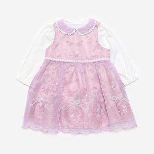 mezzo piano メゾピアノ ショッピング柄 ドッキングワンピース リボン