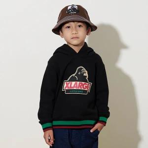 XLARGE KIDS エクストララージ キッズ ラインリブゴリラスウェットパーカー 80 90 100 110 120 130 140cm 黒 フード ベビー キッズ｜konyankobrando-kids