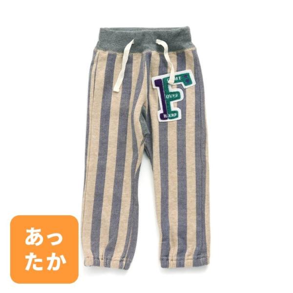 エフオーキッズ F.O.KIDS マチ付カットワッペンパンツ 10分丈_裏起毛 ベージュ 2018秋...