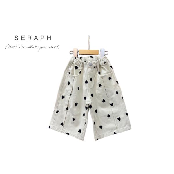 Seraph ／ セラフ 子供服 　ハート刺繍タックワイドパンツ　女の子　