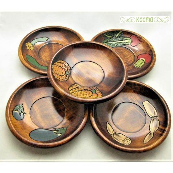 讃岐彫り 手作り茶托 讃岐彫り 絵変わり野菜 約15cm茶托揃 日本製茶托 手作り 漆塗り 天然素材...