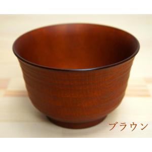 日本製 会津塗 千段木目汁椀 BR ブラウン 和食器 木製風 ウッド調 茶碗 汁椀 味噌汁椀 お椀 ...
