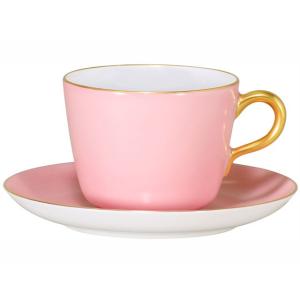大倉陶園 日本製 色蒔き ピンク モーニングカップ＆ソーサー 26C/1091-1 洋食器 陶磁器 ...