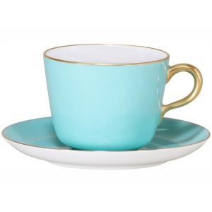 大倉陶園 日本製 色蒔き ライトブルー モーニングカップ＆ソーサー 26C/1261 洋食器 陶磁器...