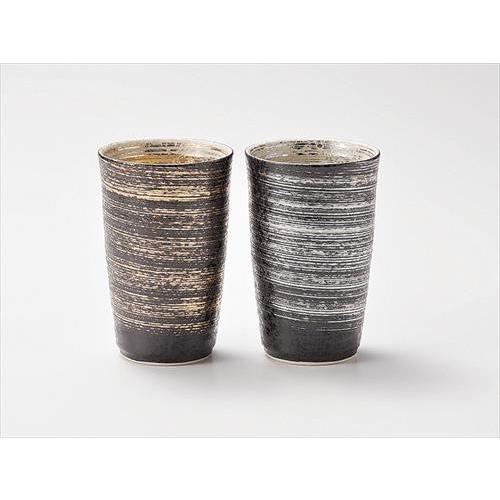 有田焼 ペアカップ 陶悦窯 金銀刷毛 ペア陶酒杯 木箱入り ビアカップ フリーカップ タンブラー 酒...