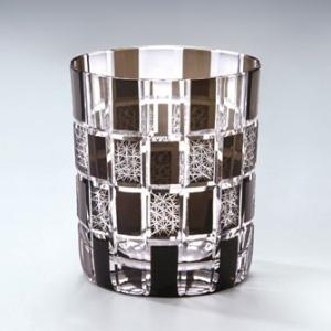 手づくり切子 ロックグラス 刺子市松 ブラック 黒 約300ml AS10-BK マイグラス タンブ...