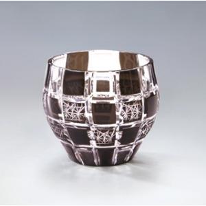 手づくり切子 ぐい呑み 刺子市松 ブラック 酒カップ 約75ml AS34-BK 盃 杯 お猪口 お...