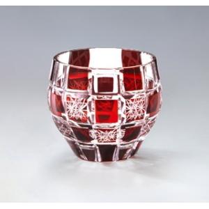 手づくり切子 ぐい呑み 刺子市松 レッド 酒カップ 約75ml AS34-RD 盃 杯 お猪口 おち...