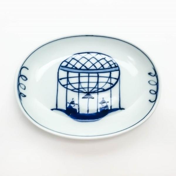 有田焼 青花 絵変り 小判小皿 気球船 S-31-035 小皿 変形小皿 楕円小皿 絵変わり小皿 手...