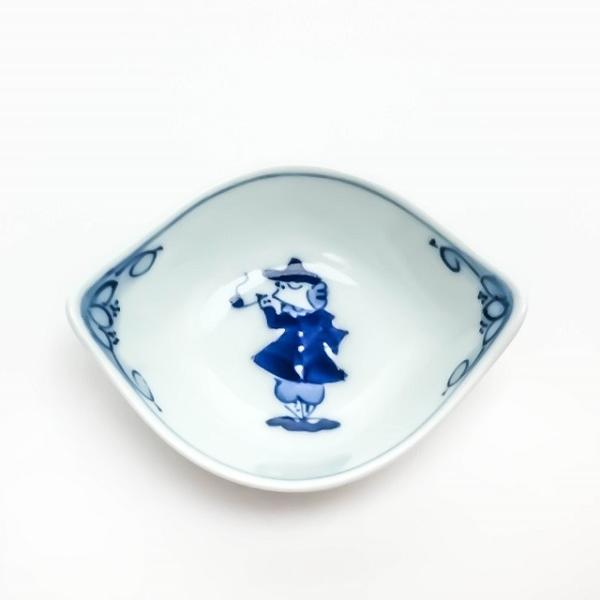 有田焼 青花 絵変り 舟型小付 パイプ異人 S-12-151 ミニ小鉢 変形ミニ小鉢 染付ミニ小鉢 ...
