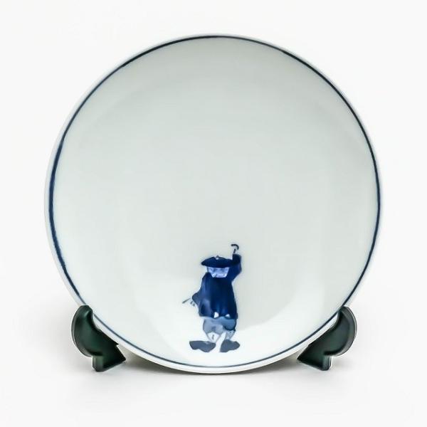 有田焼 青花 絵変り 丸銘々皿 カール紅毛人 S-32-163 小皿 銘々皿 取り皿 絵変わり小皿 ...