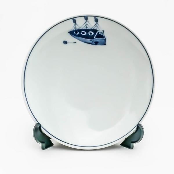 有田焼 青花 絵変り 丸銘々皿 オランダ船 S-32-165 小皿 銘々皿 取り皿 絵変わり小皿 手...