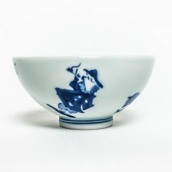有田焼 青花 子供食器 異人づくし 3.2寸丸飯碗 S-09-811 ミニ茶碗 子供茶碗 ダイエット...