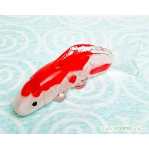 ガラス製　錦鯉 手作りガラス細工 ガラス細工 錦鯉(小) 赤黒 SK317A ミニチュア 鯉