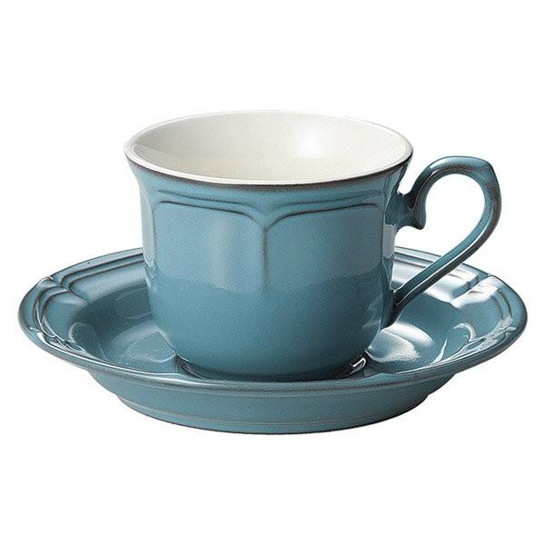 KOYO 光洋陶器 日本製 ラフィネ アンティークブルー コーヒーカップ＆ソーサー 洋食器 コーヒー...