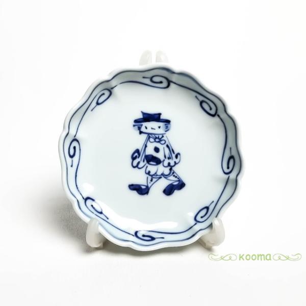 有田焼 青花 絵変り 八方割小皿 マント異人 S-31-501 和食器 小皿 丸皿 変形小皿 醤油皿...