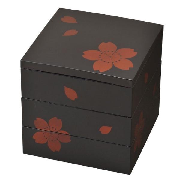 日本製 重箱 透き絵 さくら 6.5三段重 クリーンコート 約6000ml  お重 オードブル 弁当...