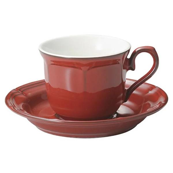 KOYO 光洋陶器 日本製 ラフィネ ヴィンテージレッド コーヒーカップ＆ソーサー 洋食器 コーヒー...