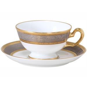 大倉陶園 日本製 金白金蝕ぶどう唐草 カップ＆ソーサー 6C/1246 洋食器 陶磁器 コーヒー 紅...