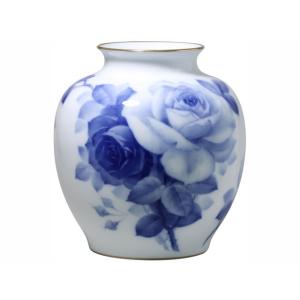 大倉陶園 日本製 ブルーローズ（8011）約29cm花器 19A/8011 花器 花瓶 花生け イン...