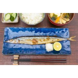 美濃焼 日本製 藍窯変サンマ皿 和食器 長皿 長角皿 焼き物皿 さんま皿 サンマ さんま 秋刀魚 刺...