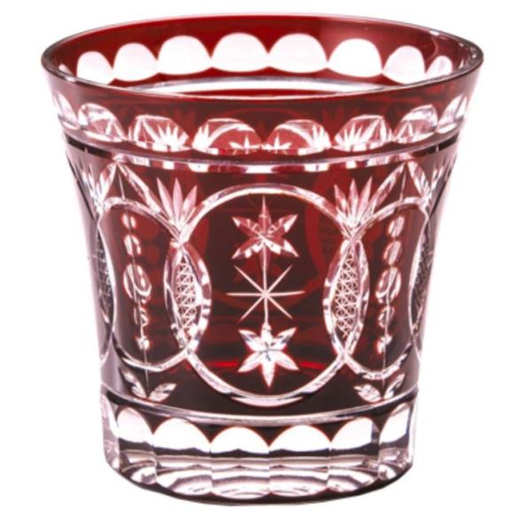 手づくり切子 ロックグラス モザイク レッド 約240ml MN105-RD マイグラス タンブラー...