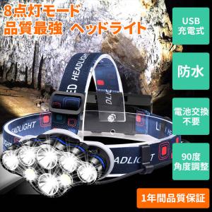 Nadle ヘッドライト ヘッドランプ LED 充電式防水 収納バック付き 8種類モード USB充電 LEDヘッドランプ 夜間作業 防災 夜釣り 停電時用 軽量 登山 キャンプ