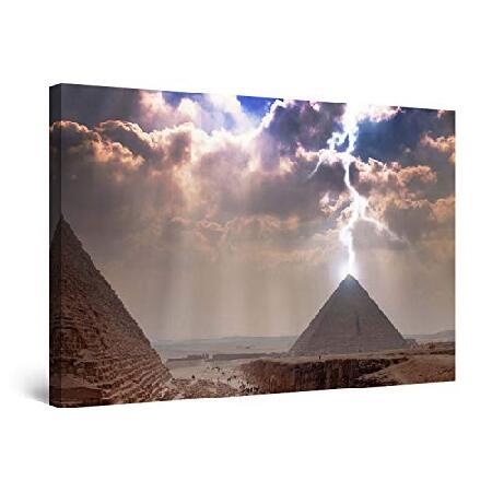 Startonight Wall Art Canvas Egypt Pyramid Lightnin...
