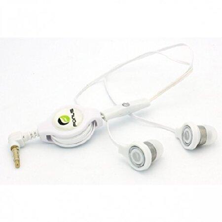 WHITE In-Ear Retractable Stereo Headset Wired Dual...