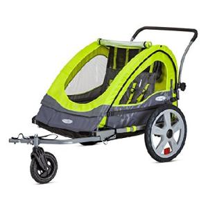 Instep Quick-N-EZ Double Tow Behind Bike Trailer, Converts to Stroller/Jogger, Green｜koostore